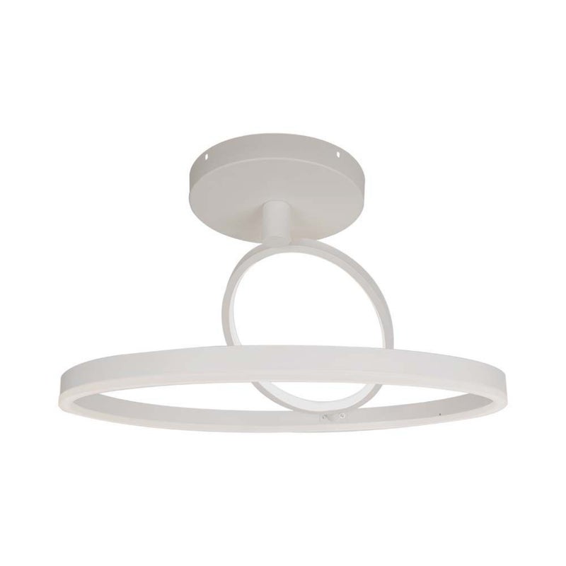 Żyrandol LED z 2 kółkami 38W w kolorze białego metalu 50*20cm 4000K