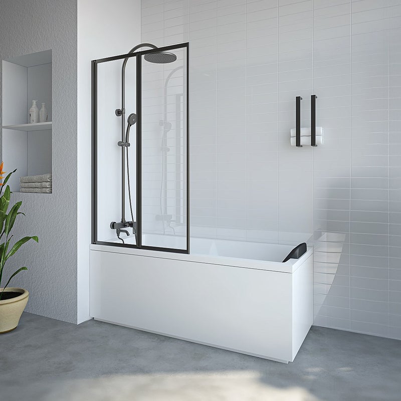 VENTE-UNIQUE Parawan nawannowy składany z metalu w stylu industrialnym - Czarny mat - 80 x 140 cm - DISTRICT