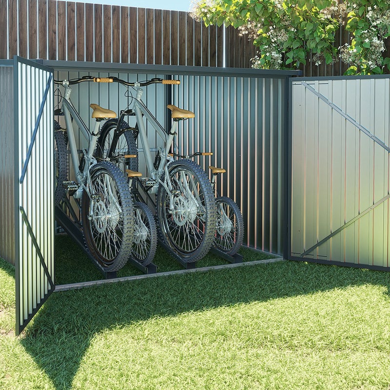 Schowek na rowery z metalu/ocynkowanej stali z efektem drewna 4 m² na 4 rowery - NIKI