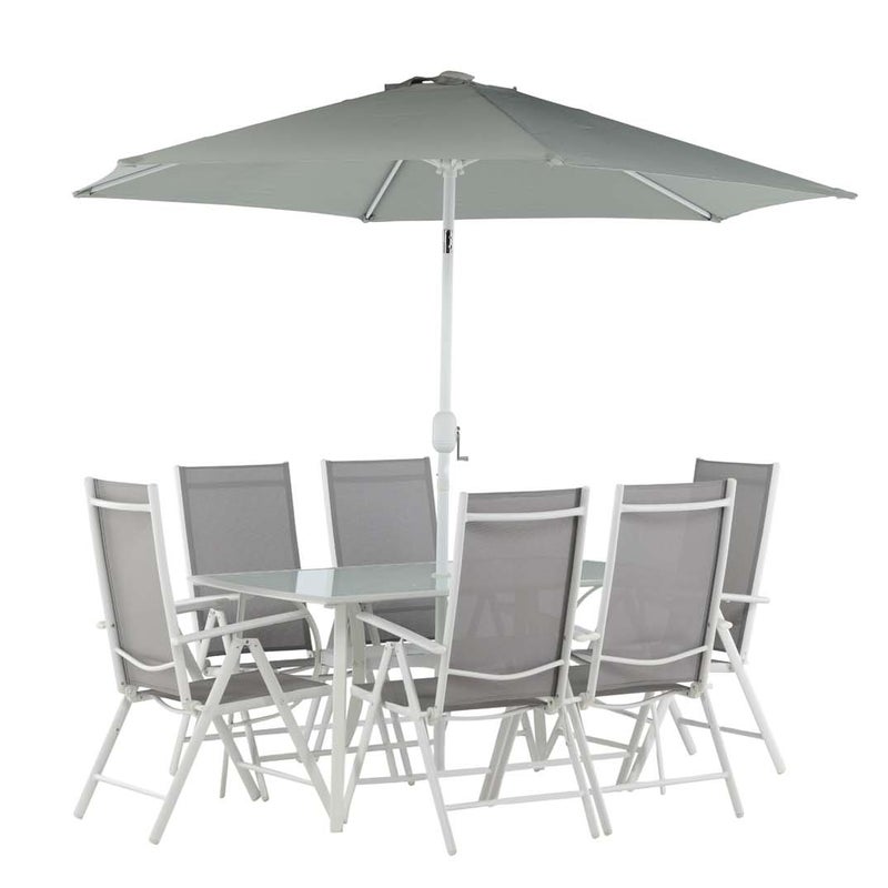 Brekki zestaw ogrodowy stół 90x150cm biały, 6 krzesła biały.