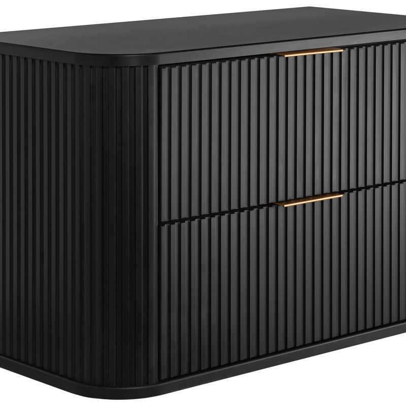 Szafka łazienkowa GLAMOUR 80 cm CZARNA wisząca ryflowana 2 szuflady SOFT CLOSE + 2 kolory uchwytów