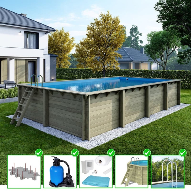 Basen drewniany Aqua ALTANKA 8,5x4,35 - H.1,45 m - z profilem do zabetonowania, BAS7309OSPI, 1szt.