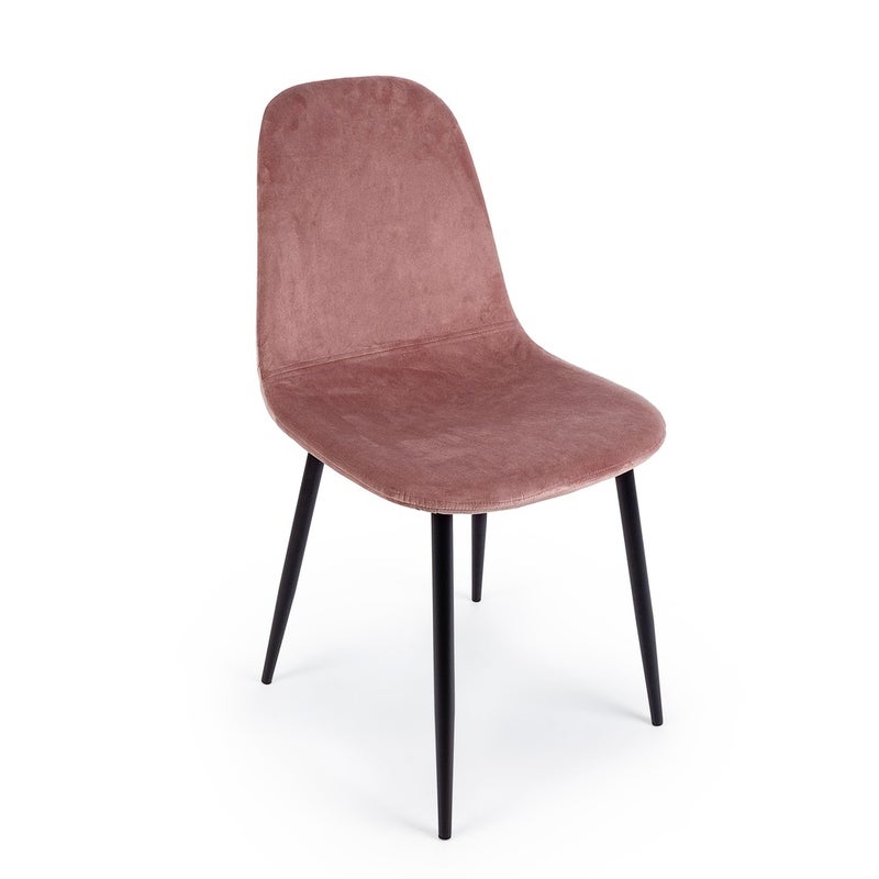 Zestaw 4 krzeseł wewnętrznych IRELIA z tapicerowanym różowym aksamitem i czarnymi nogami firmy Bizzotto