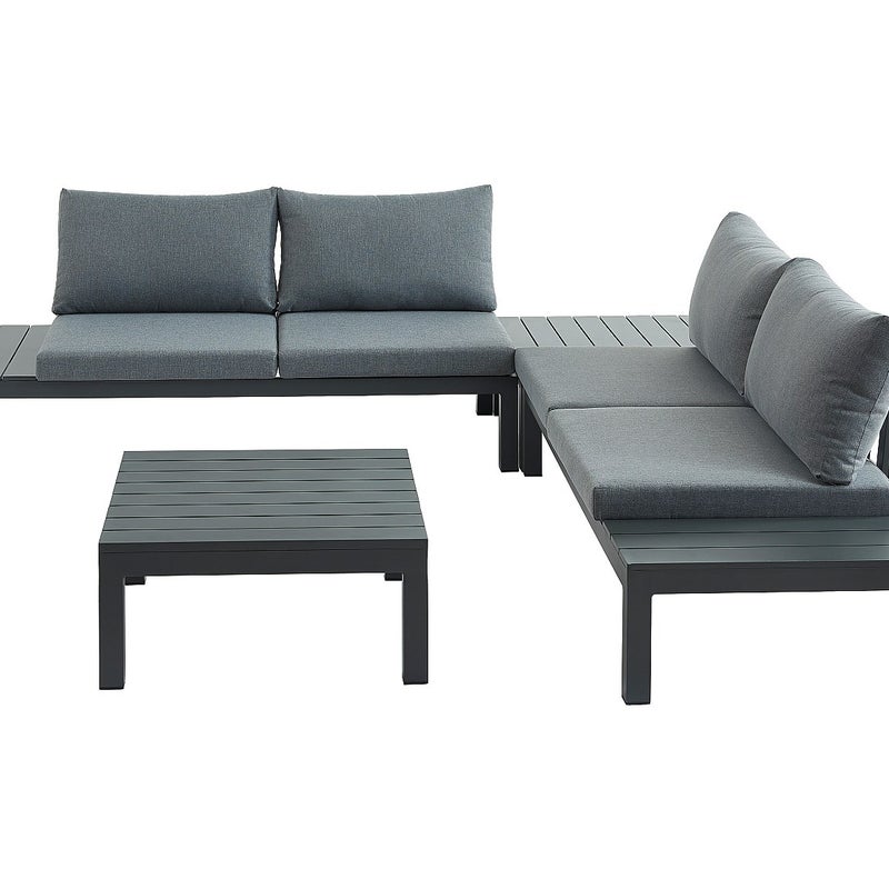 Zestaw mebli ogrodowych modułowych z aluminium: 1 kanapa narożna + 1 stolik kawowy - Antracytowy - RISILI marki MYLIA