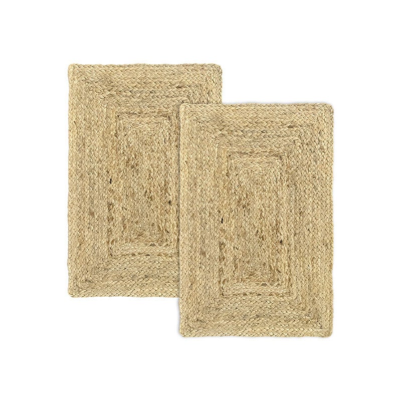 Hamid - Zestaw 2 małych dywanów ALHAMBRA 60x40cm z naturalnej juty - Dekoracja Do salonu, kuchni, przedpokoju, sypialni