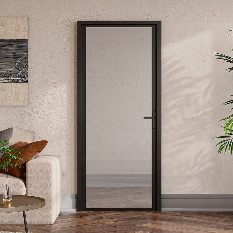 Drzwi kompletne dwustronne z aluminium i szkła hartowanego - wys. 204 x szer. 73 cm - LOXTON