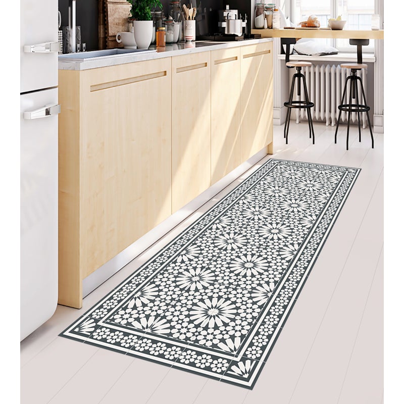 Dywan winylowy Samara ciemnoszary 66x100 cm - antypoślizgowy dywan PVC do kuchni lub salonu, zmywalny, wodoodporny styl