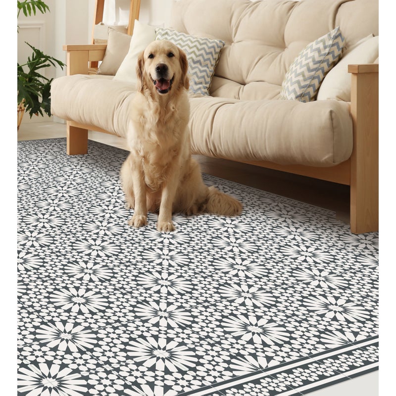 Dywan winylowy Samara ciemnoszara 200x266 cm - PVC antypoślizgowa, winylowa do kuchni lub salonu, zmywalna, wodoodporna, styl wodoodporny