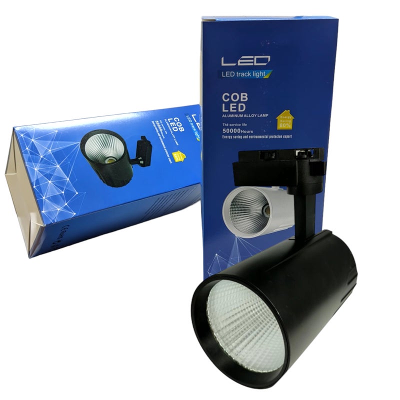 Reflektor sufitowy LED Carril 30 W, ciepła biel 3000 K, 3000 lumenów, 185 V–265 V AC jednofazowe, kolor czarny