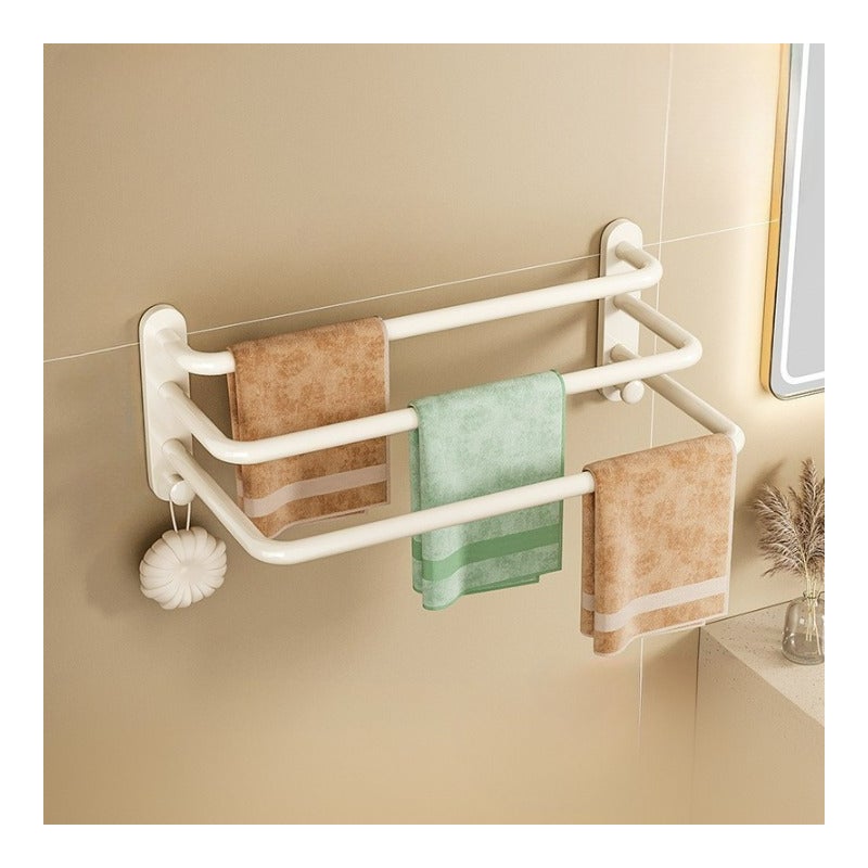 Aluminiowy wieszak na ręczniki do łazienki bez wiercenia, biała półka na ręczniki, potrójny wieszak 50 cm