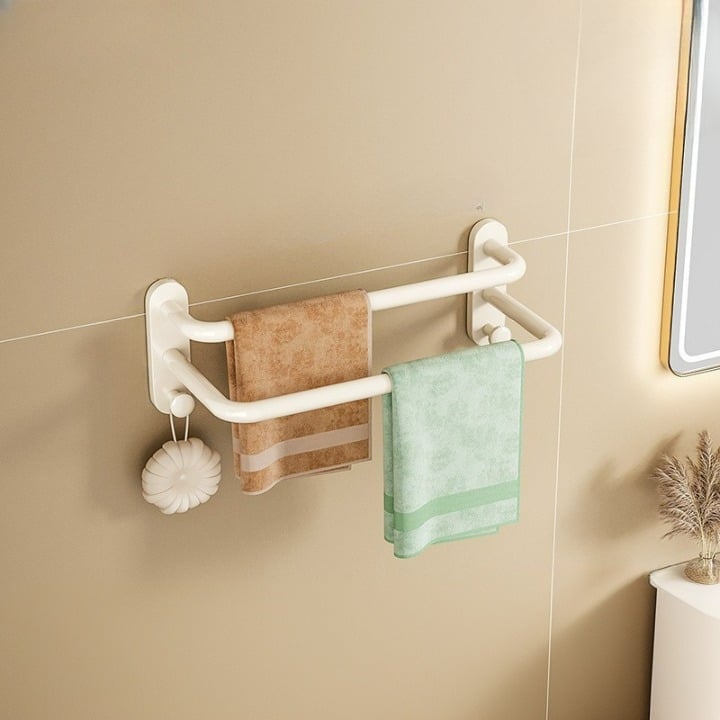 Aluminiowy wieszak na ręczniki do łazienki bez wiercenia, biała półka na ręczniki, podwójny wieszak 30 cm