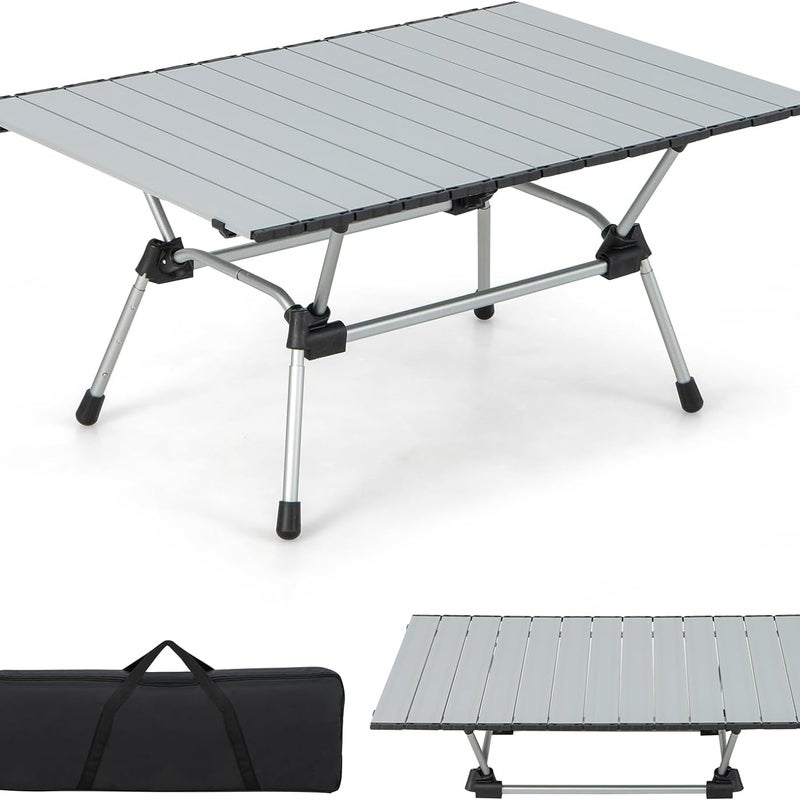 Stół Kempingowy z Aluminium. Solidny, Przenośny Stół Piknikowy dla 4-6 Osób z Torbą Transportową, Regulowana Wysokość (4 Pozycje)