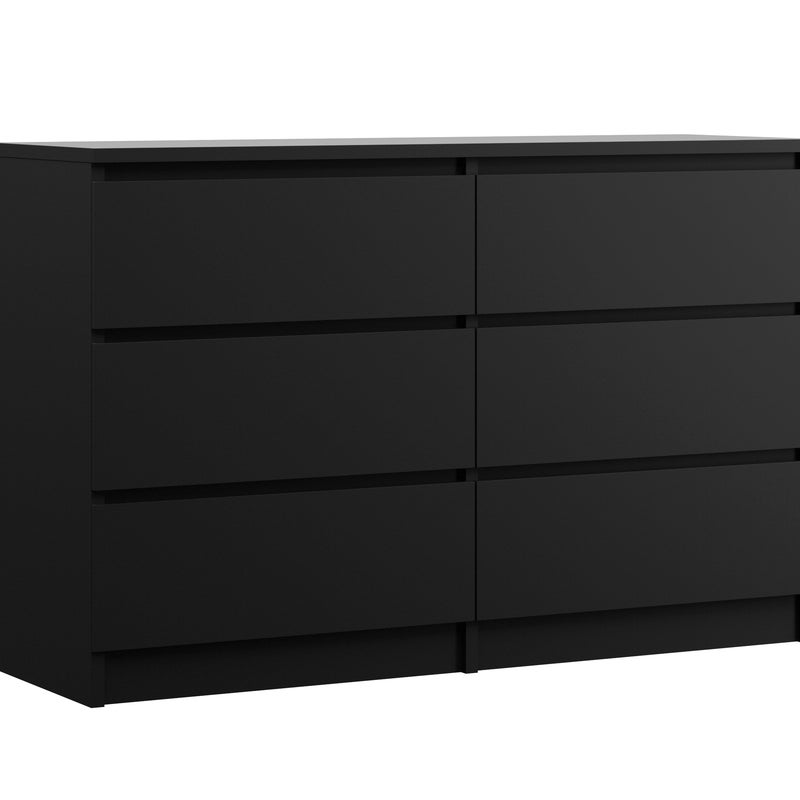 Komoda : 6 szuflad, Czarny Matowy, 120 x 78 x 39 cm