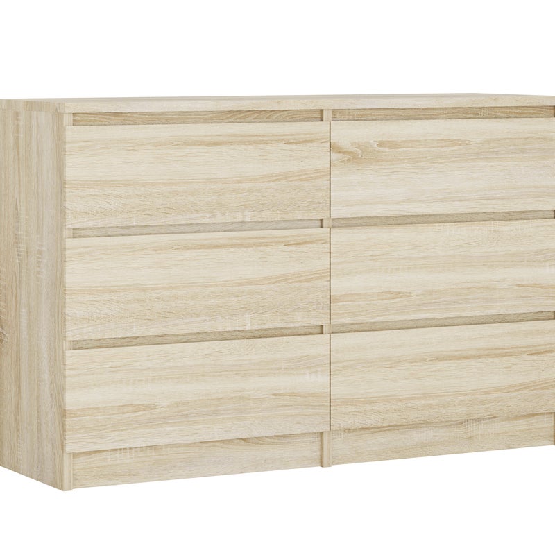 Komoda : 6 szuflad, Dąb Sonoma, 120 x 78 x 39 cm