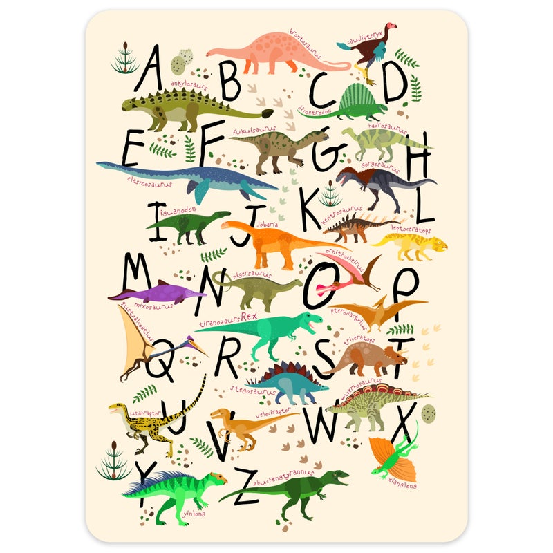 Dziecięcy dywan winylowy ABC dinos 100x140 cm - PVC antypoślizgowy, winylowy do pokoju dziecięcego, ognioodporny i zmywalny
