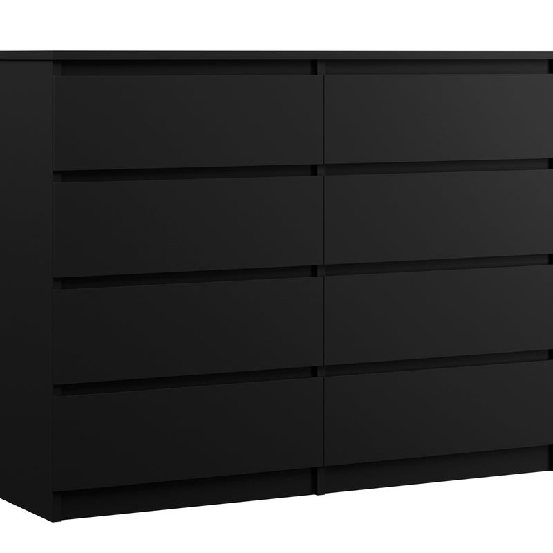 Komoda : 8 szuflad, Czarny Matowy, 120 x 101 x 39 cm