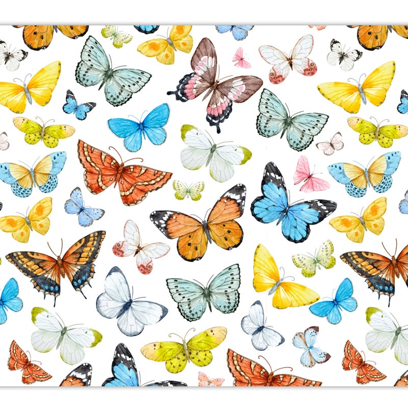 Dywan winylowy Motyle dla dzieci 100x150 cm - antypoślizgowa z PVC, winylowa do pokoju dziecięcego, ognioodporna i zmywalna