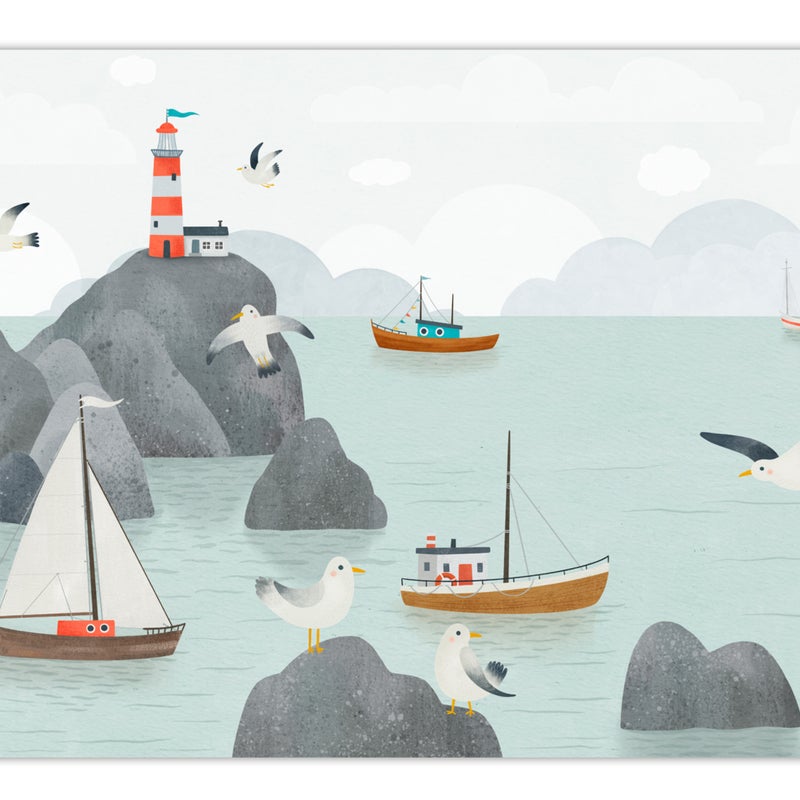 Dziecięcy dywan winylowy Patrząc na morze 60x120 cm - PVC antypoślizgowy, winylowy do pokoju dziecięcego, ognioodporny i zmywalny