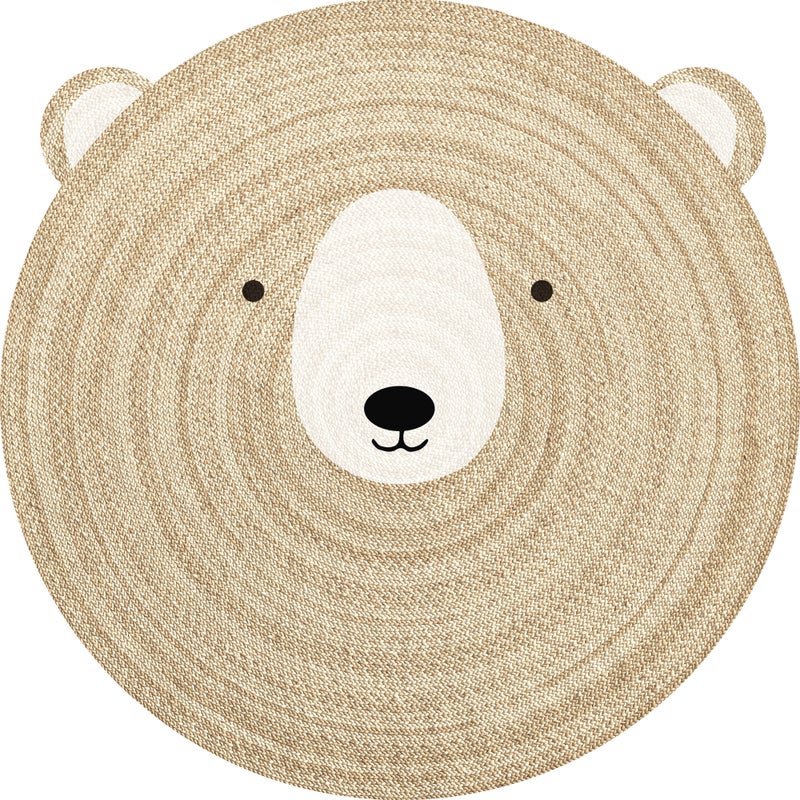 Dywan winylowy dla dzieci Camilo Bear [średnica] 180 cm - PVC antypoślizgowa, winylowa do pokoju dziecięcego, ognioodporna i zmywalna