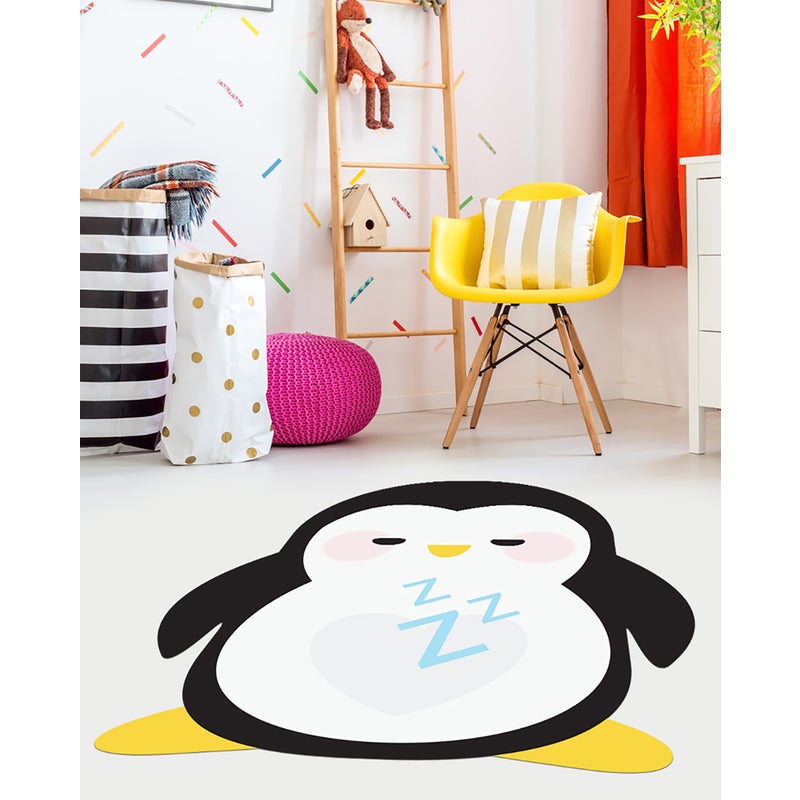Dywan winylowy dziecięcy Penguin 55x60 cm - antypoślizgowy PVC, winylowy do pokoju dziecięcego, ognioodporny i zmywalny