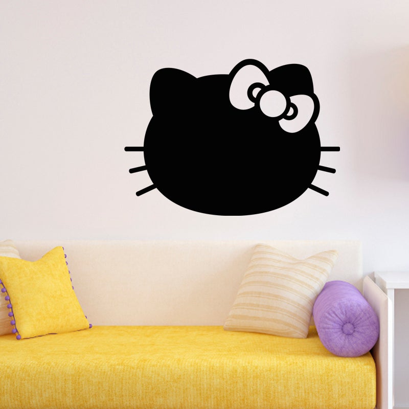 Naklejka tablicowa kredowa – ścieralna naklejka ścienna – KOT Z MUSZKĄ – 30x40cm