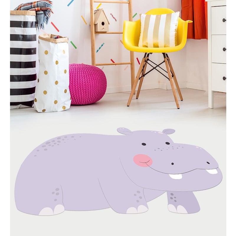 Dywan winylowy dziecięcy Hippo 100x160 cm - antypoślizgowy PVC, winylowy do pokoju dziecięcego, ognioodporny i zmywalny