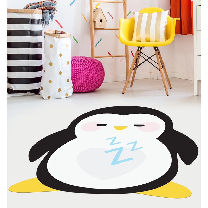 Dywan winylowy dziecięcy Penguin 92x100 cm - antypoślizgowy PVC, winylowy do pokoju dziecięcego, ognioodporny i zmywalny