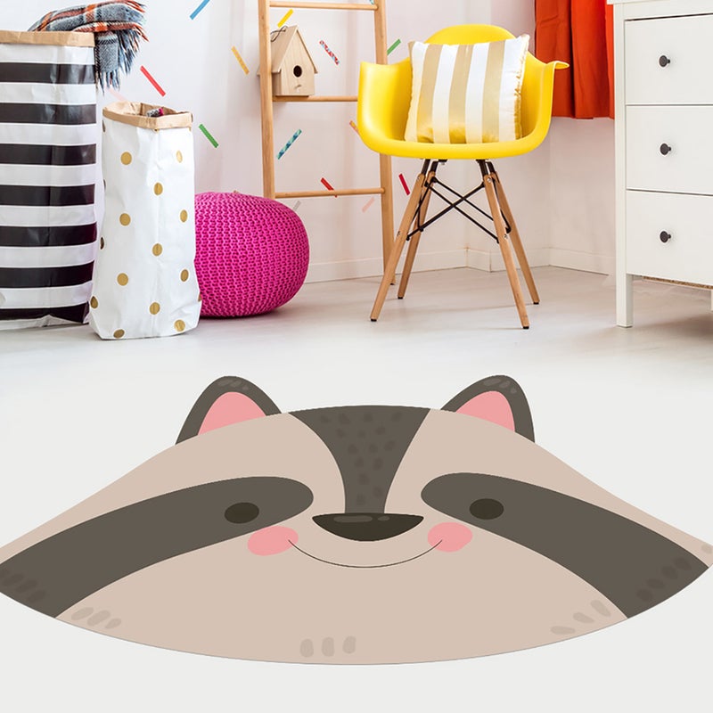 Dywan winylowy dziecięcy Raccoon 67x100 cm - antypoślizgowy PVC, winylowy do pokoju dziecięcego, ognioodporny i zmywalny
