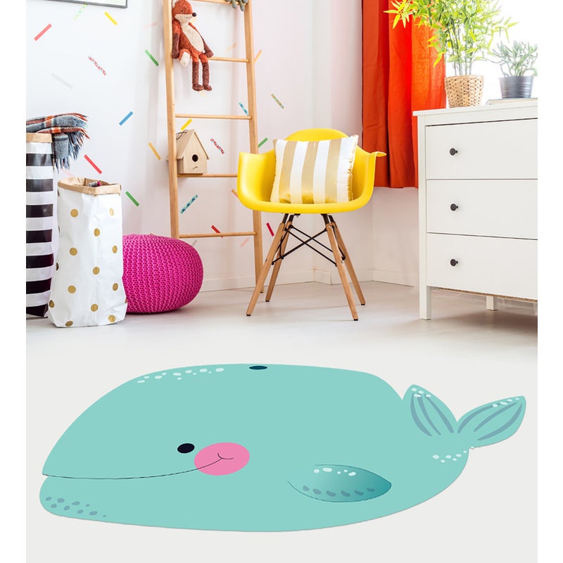 Dywan winylowy dziecięcy Whale 61x100 cm - antypoślizgowy PVC, winylowy do pokoju dziecięcego, ognioodporny i zmywalny