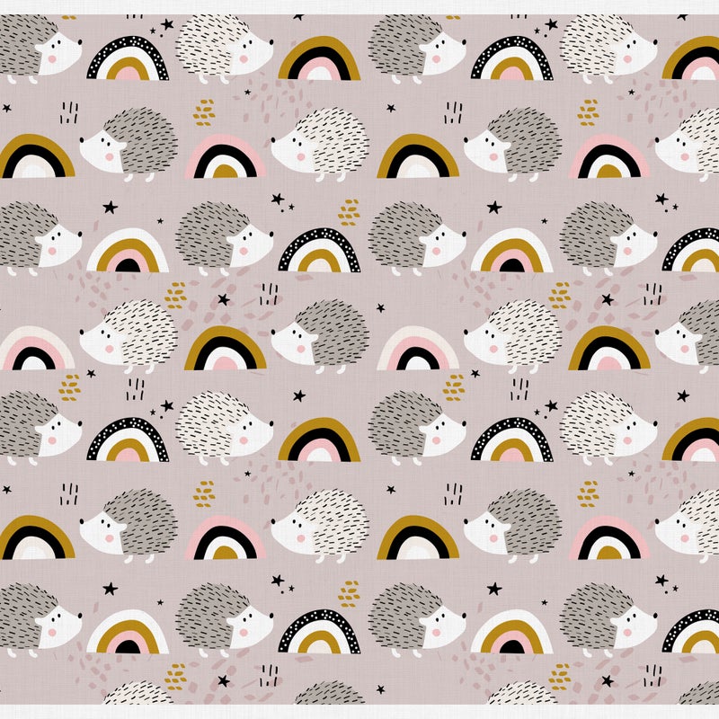 Dywan winylowy dla dzieci Jeże i tęcza 66x100 cm - PVC antypoślizgowa, winylowa do pokoju dziecięcego, ognioodporna i zmywalna