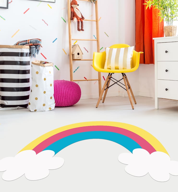 Dywan winylowy dziecięcy Rainbow 39x60 cm - antypoślizgowy PVC, winylowy do pokoju dziecięcego, ognioodporny i zmywalny
