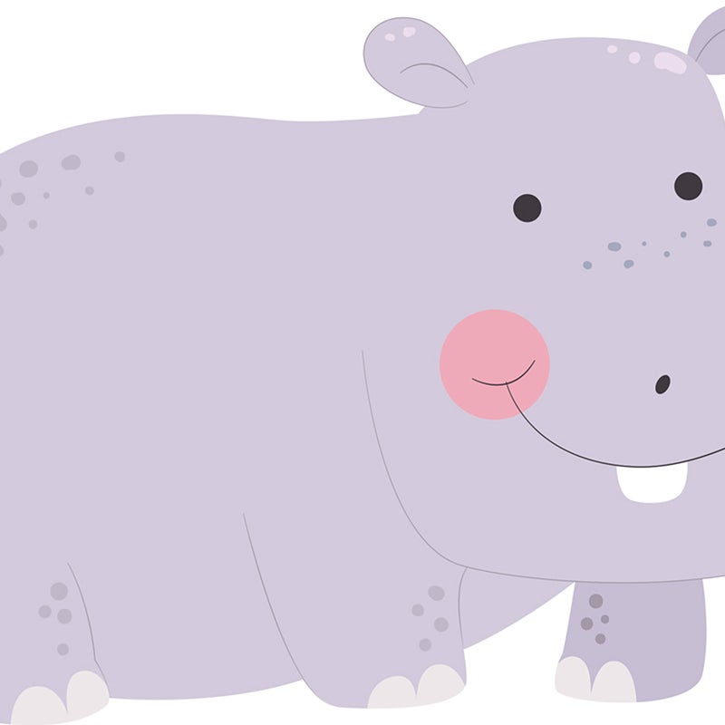 Dywan winylowy dziecięcy Hippo 63x100 cm - antypoślizgowy PVC, winylowy do pokoju dziecięcego, ognioodporny i zmywalny