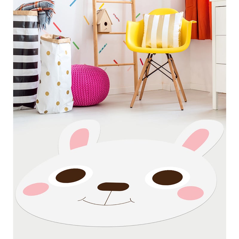 Dywan winylowy dziecięcy Rabbit 55x60 cm - antypoślizgowy PVC, winylowy do pokoju dziecięcego, ognioodporny i zmywalny