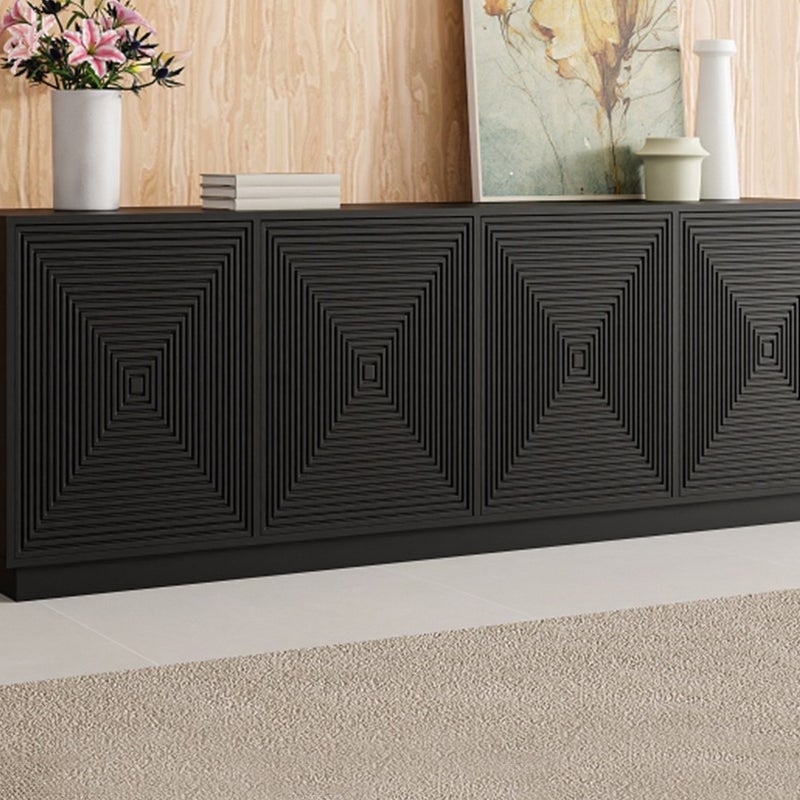 Komoda 4-drzwiowa z MDF - Czarny - MEZULIA