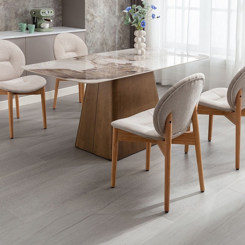 Zestaw 2 krzeseł z tkaniny i drewna kauczukowego - Beżowy - ISADIO