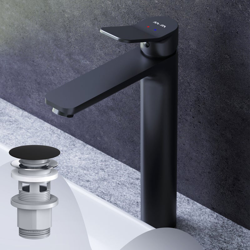 Bateria umywalkowa z wyciąganym odpływem, czarna, rozmiar L, FXA92222 AM.PM