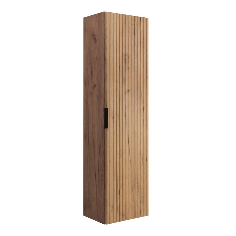 Słupek łazienowy FLOW 35 x 136 cm dąb craft 2 kolory uchwytów w zestawie ryflowane fronty