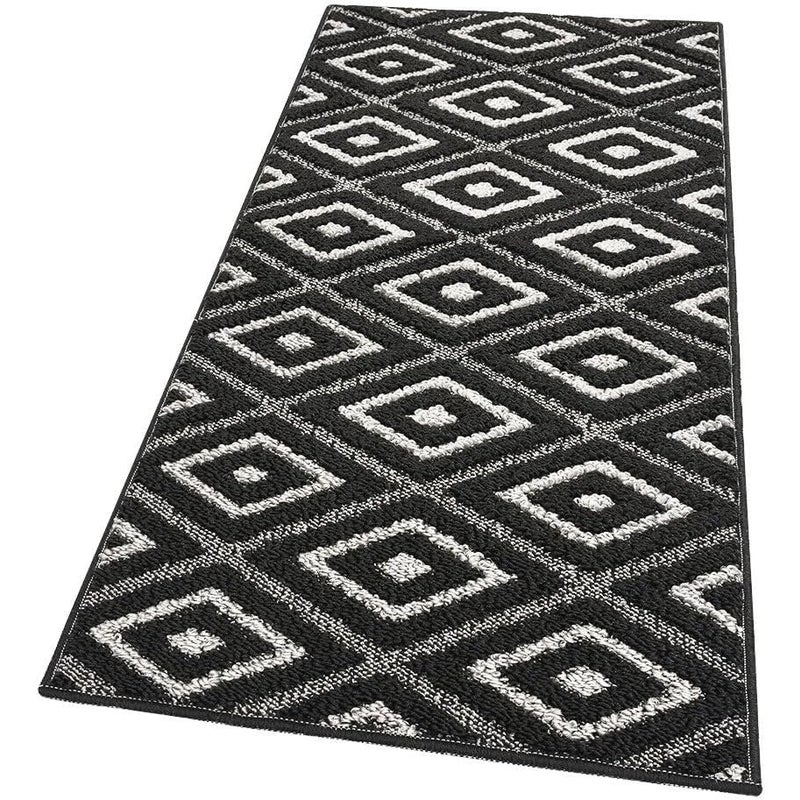 Dywan Kuchenny 50x290 cm Antypoślizgowa 100% Made in Italy Zmywalny Nowoczesny Trójwymiarowe Romby Czarny