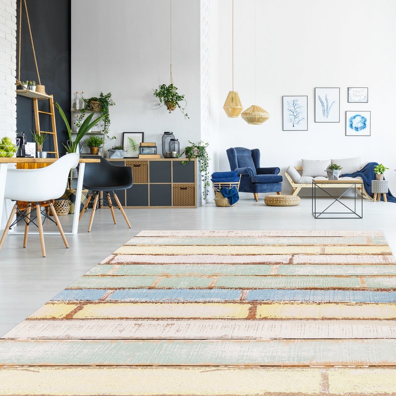 Bambusowy pastelowy dywan winylowy 200x266 cm - PVC antypoślizgowy, winylowy do pokoju dziecięcego, trudnopalny i zmywalny