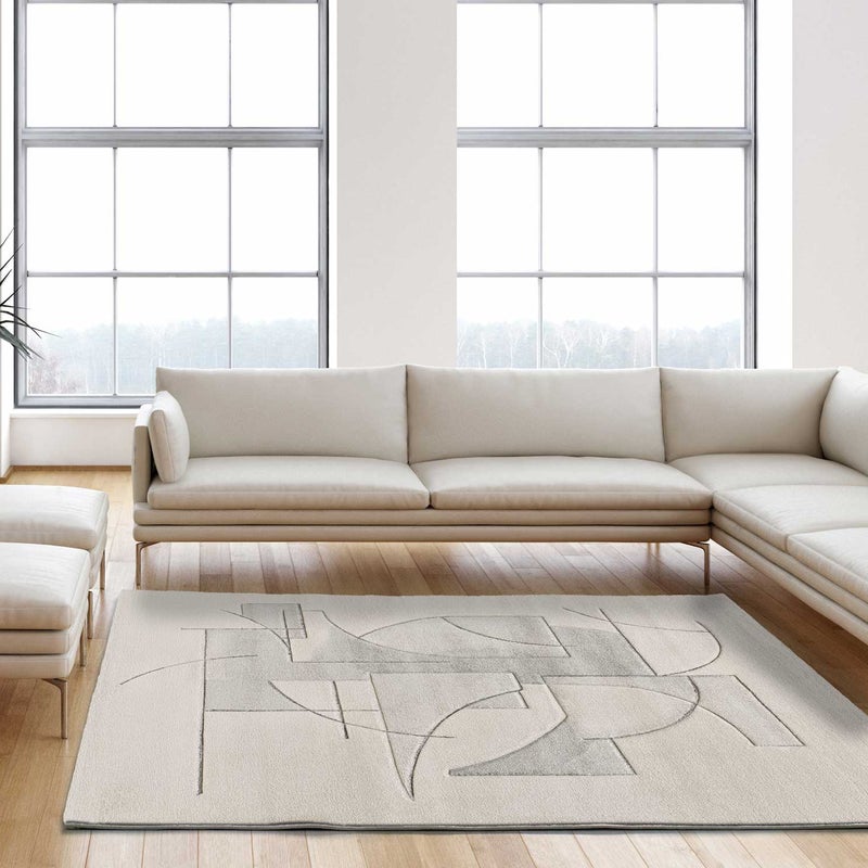 Prostokątny kremowy dywan wewnętrzny 160 x 230 cm geometryczny LENA - ATTICGO