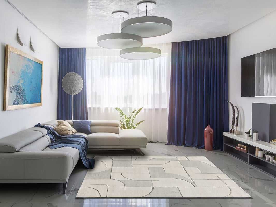 Prostokątny kremowy dywan wewnętrzny 80 x 150 cm geometryczny LENA - ATTICGO