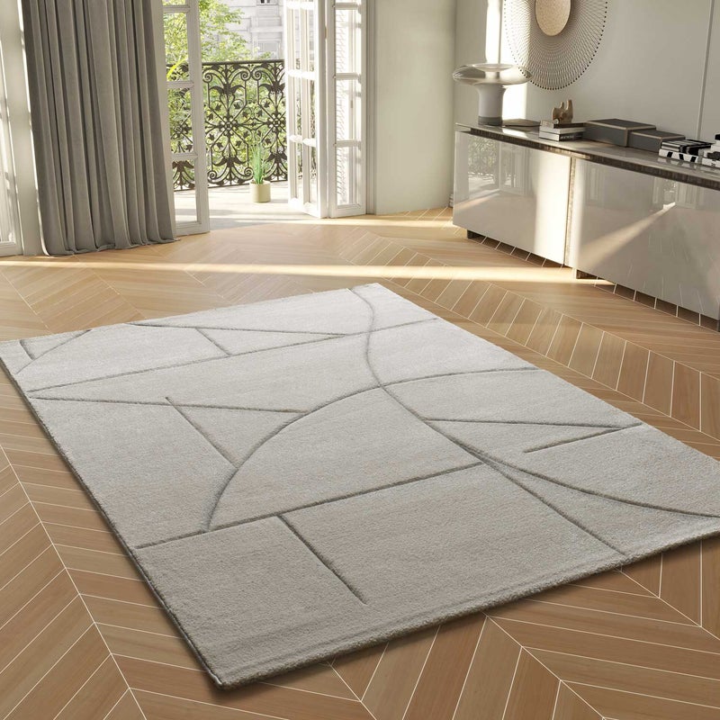 Prostokątny kremowy dywan wewnętrzny 120 x 170 cm geometryczny LENA - ATTICGO