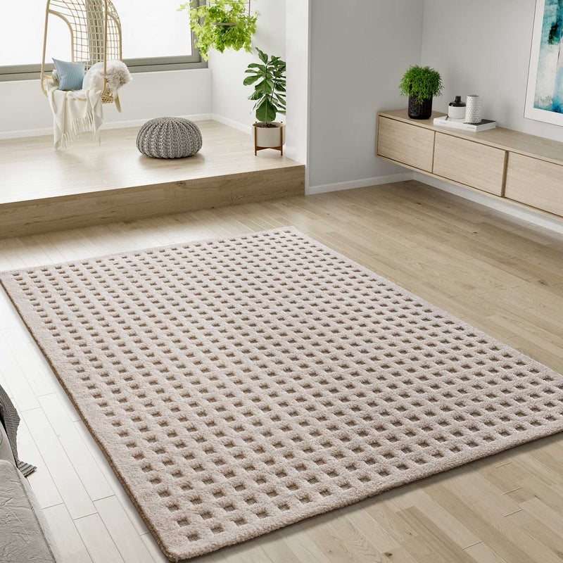 Prostokątny biały dywan do wnętrz 120 x 170 cm DIENA skandynawski tłoczony - ATTICGO