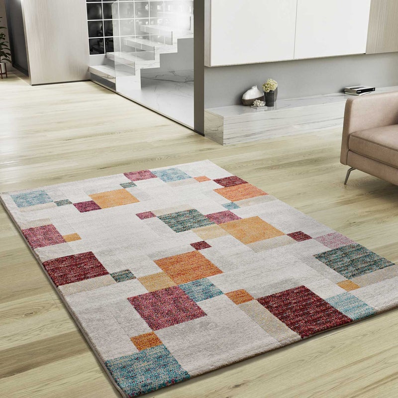 Prostokątny wielokolorowy dywan do wnętrz 80 x 150 cm EIDER geometryczny - ATTICGO