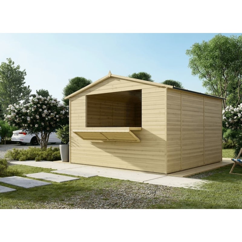 Kiosk domek handlowy ALTANKA 9,42 m2 - 3,11x3,03 m - 19 mm, drewniany, DOM607, 1szt.