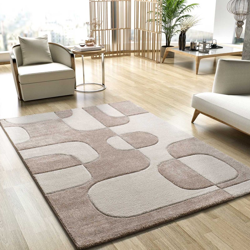 Prostokątny kremowy dywan wewnętrzny 160 x 230 cm geometryczny LENA - ATTICGO