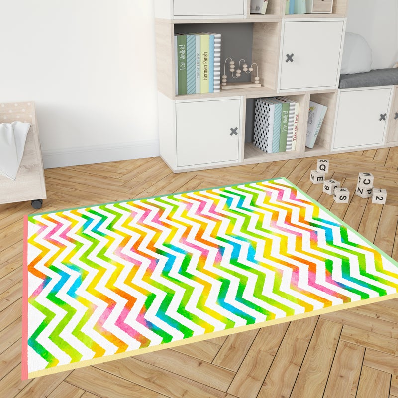 Akwarelowy dywan winylowy 100x150 cm - PVC antypoślizgowy, winylowy dywan do pokoju dziecięcego, ognioodporny i zmywalny