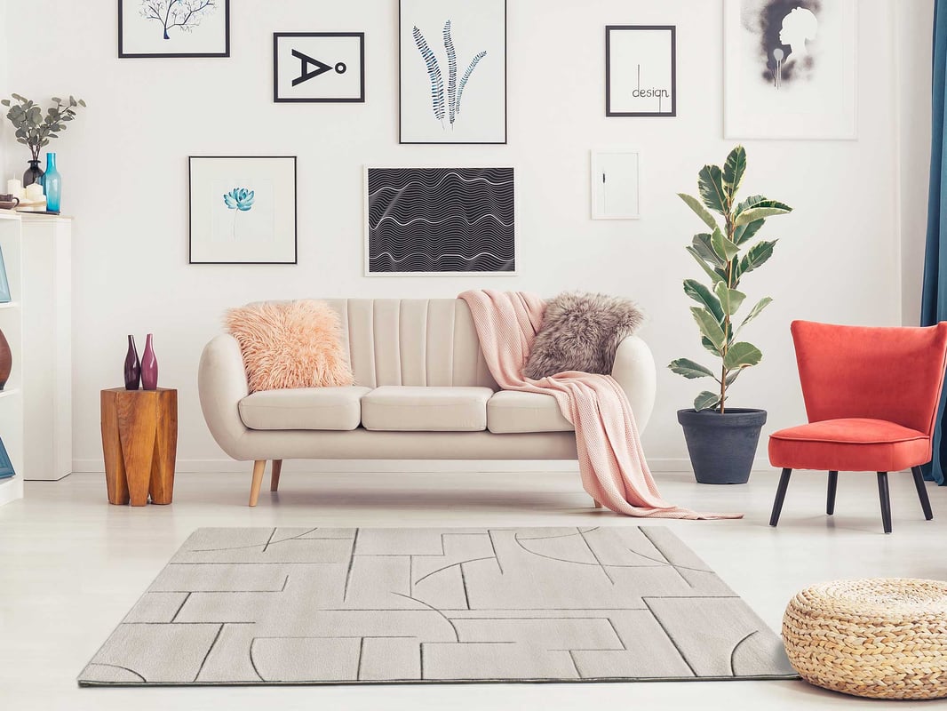 Prostokątny kremowy dywan wewnętrzny 160 x 230 cm geometryczny LENA - ATTICGO