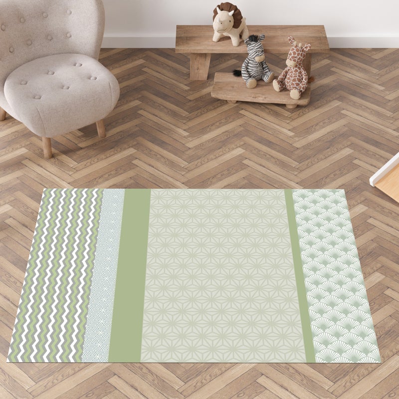 Dywan winylowy Composition olive 100x150 cm - PVC antypoślizgowa, winylowa do pokoju dziecięcego, ognioodporna i zmywalna