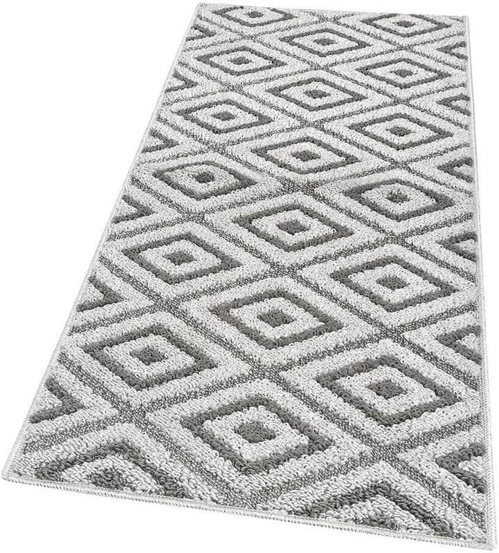 Dywan Kuchenny 50x40 cm Antypoślizgowa 100% Made in Italy Zmywalny Nowoczesny Trójwymiarowe Romby Szary